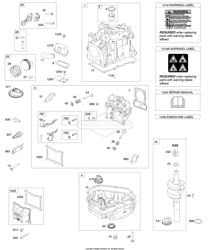 Cam Gear, Crankcase Cover/Sump, Crankshaft, Cylinder, Cylinder Head, Piston/Rings/Connecting Rod