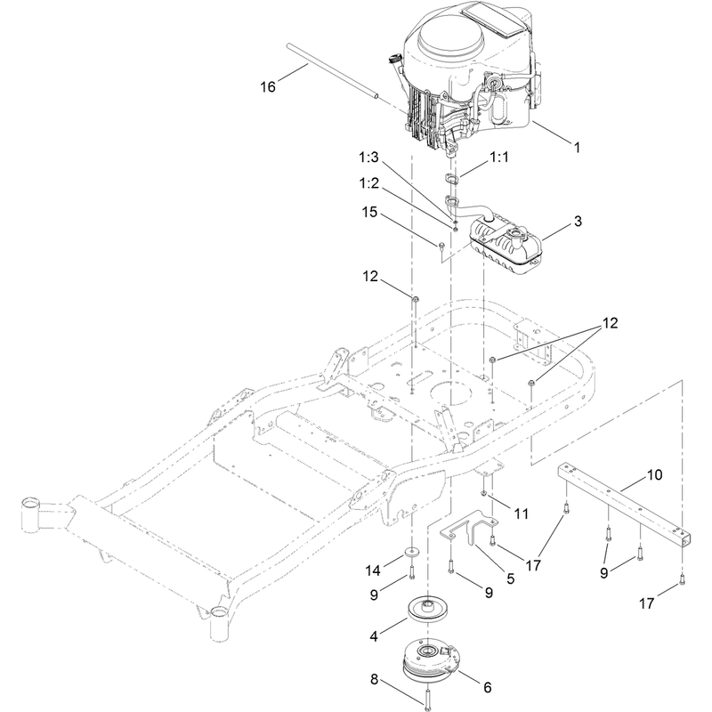 Engine, Muffler and Clutch Assembly