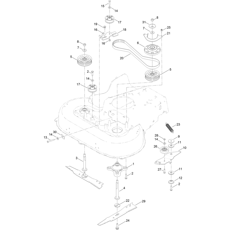 Belt Spindle and Blade Assembly