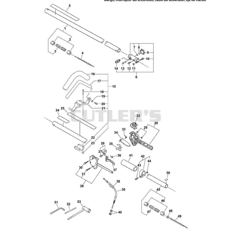 Handle, Ignition Switch,Throttle Cable, Driveshaft