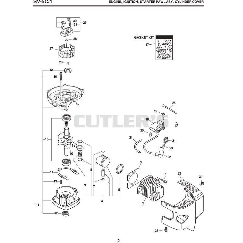 /1 Engine, Ignition, Starter Pawl Asy, Cylinder Cover