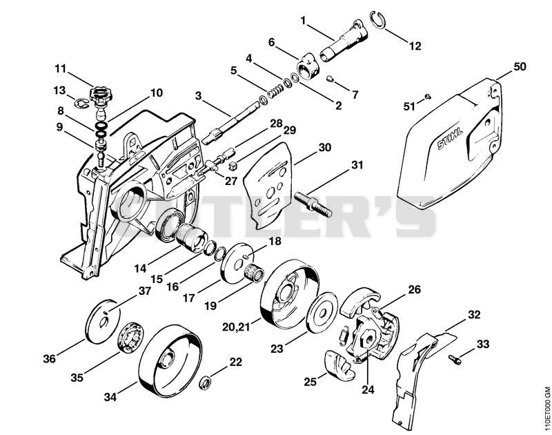 Oil pump, Clutch, Chain sprocket cover