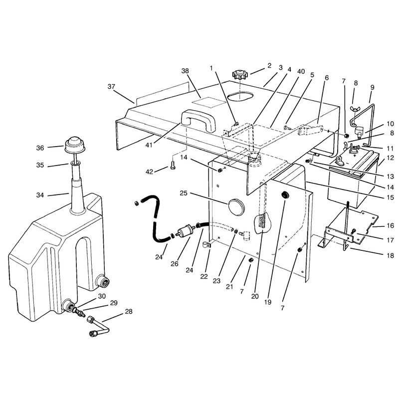 Hood Fuel Tank and Hydraulic Reservoir Assembly