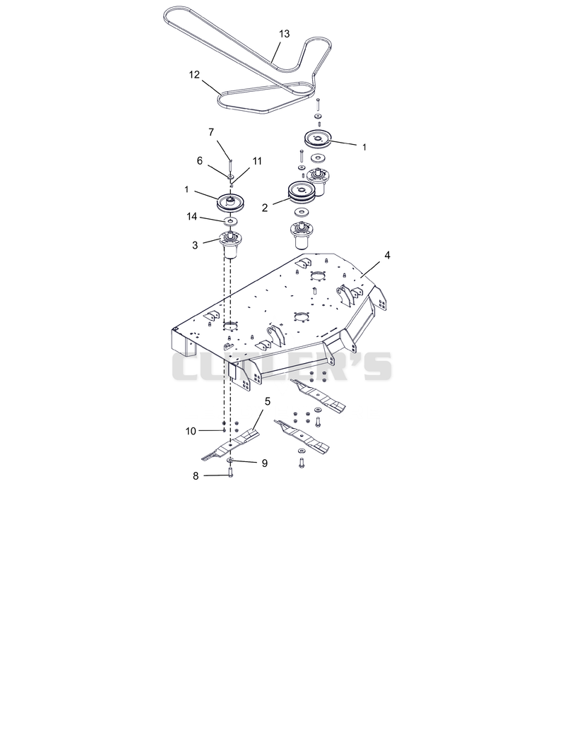 Deck, Belts, Blades and Spindles - 44"