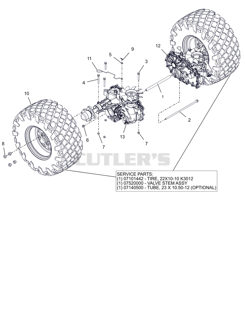 Rear Tires and Transaxles – 44" and 48"