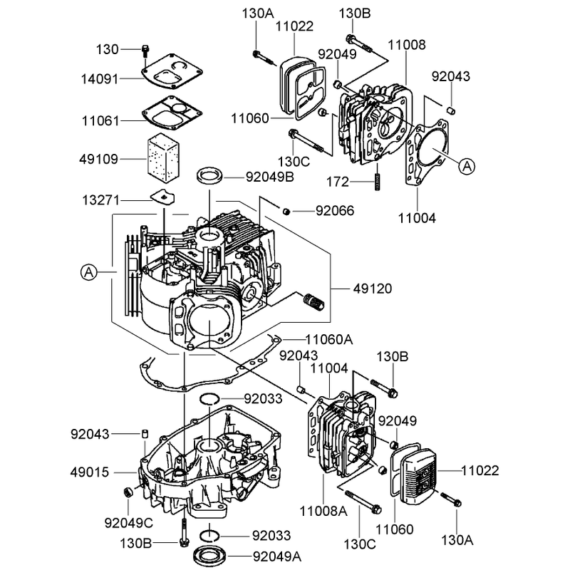 Cylinder and Crankcase Assembly  Kawasaki FH541V-DS23