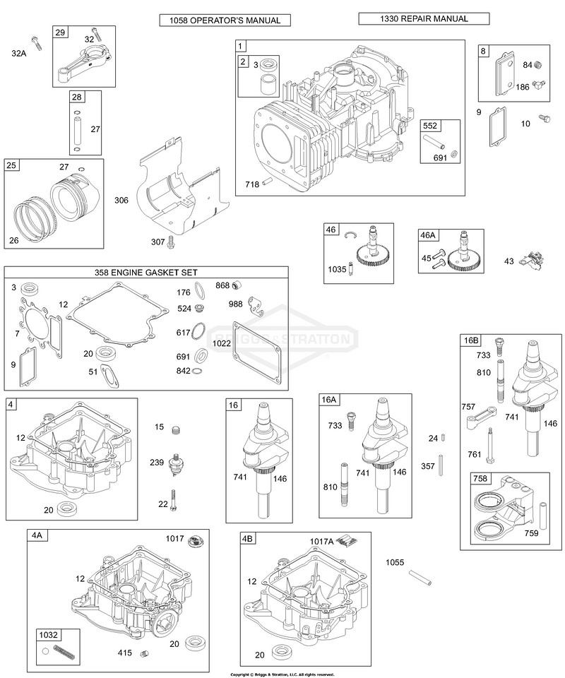 Crankcase Cover/Sump, Crankshaft, Cylinder, Piston/Rings, Connecting Rod