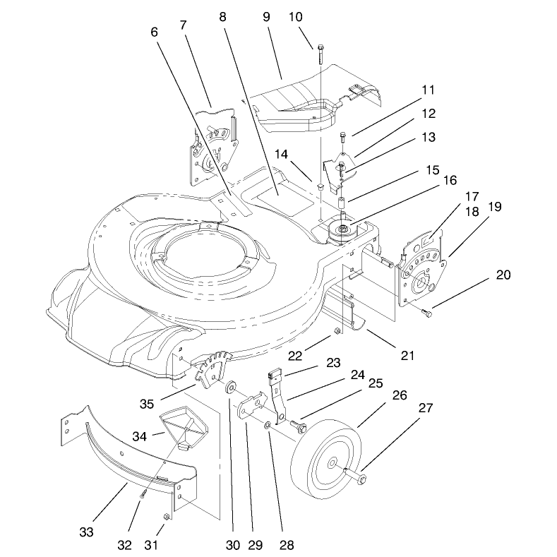 Housing Handle Brackets and Wheel Assembly