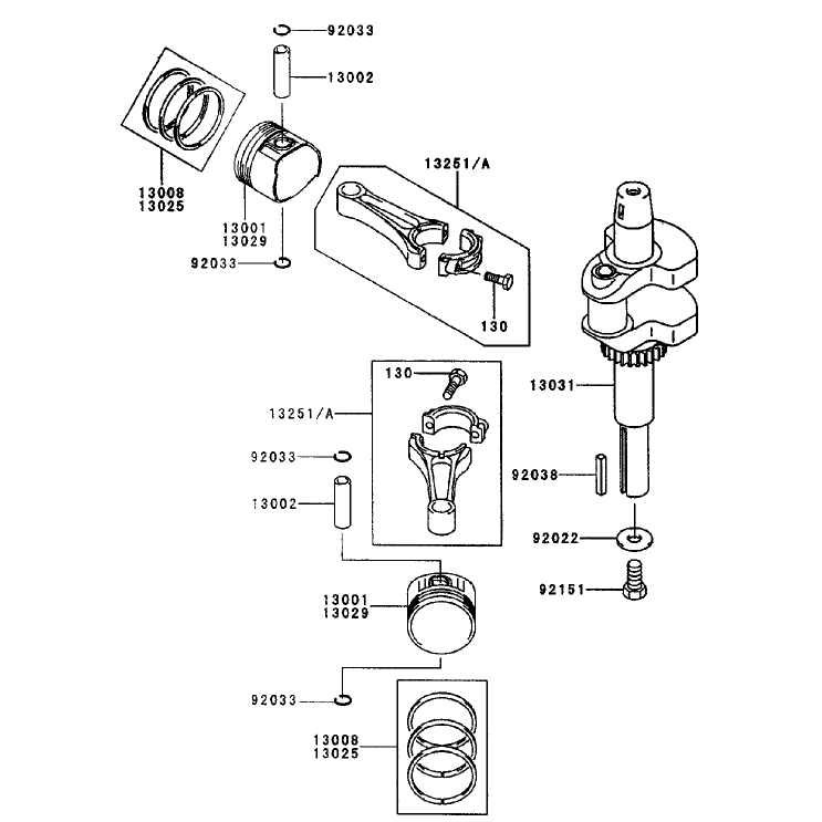 Pistoncrankshaft Assembly Kawasaki Fh451v-As08