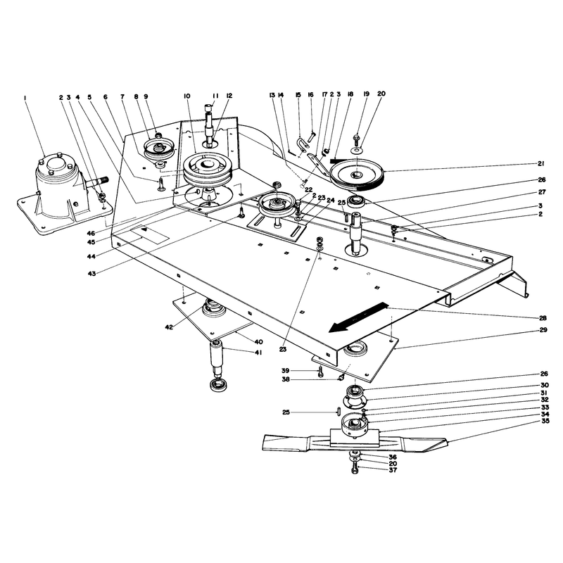 Cutter Deck and Spindle Shaft Assembly
