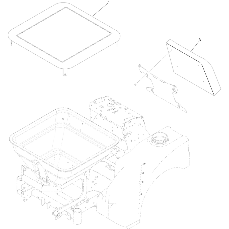 Hopper Cover, Knee Pad and Battery Assembly