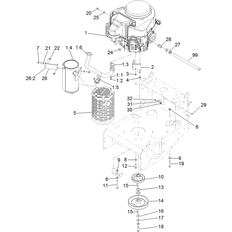 Engine Clutch and Muffler Assembly