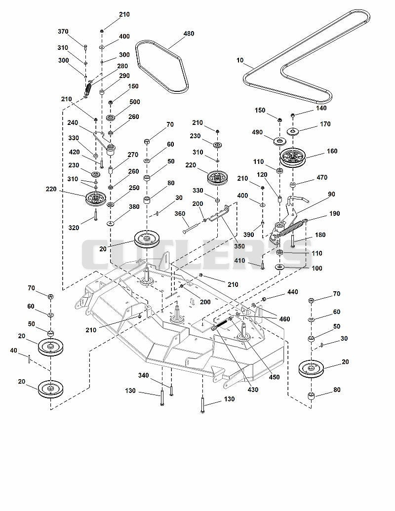 52" Mower Deck - Pulleys, Belts & Idler Arms