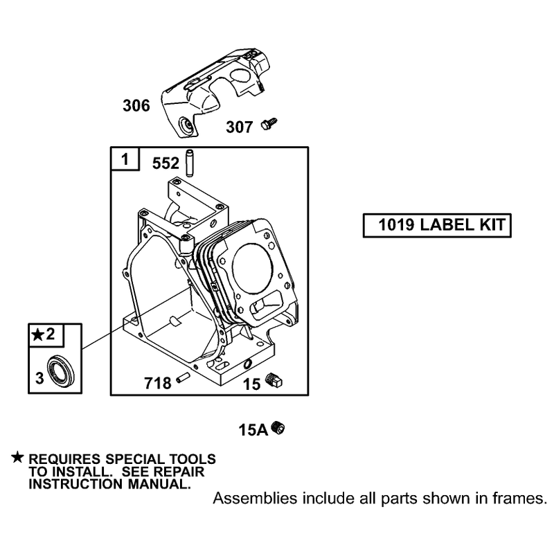 Cylinder Assembly Briggs and Stratton Model 110402-0218-E1