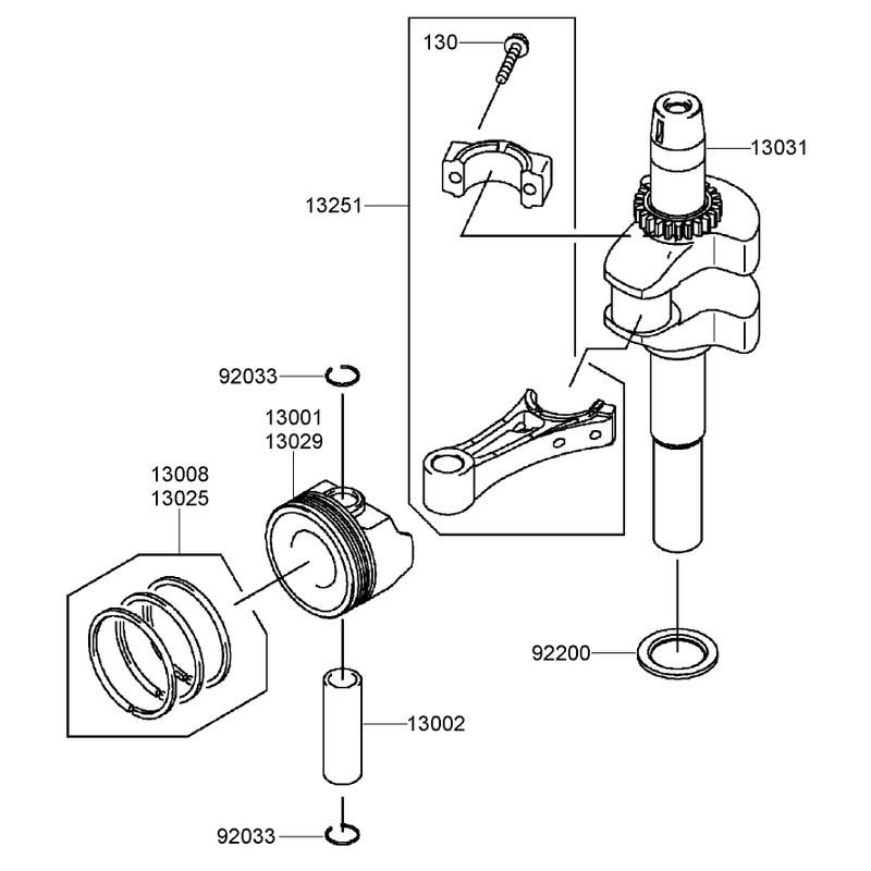 Piston and Crankshaft Assembly Kawasaki FJ180V-AS28
