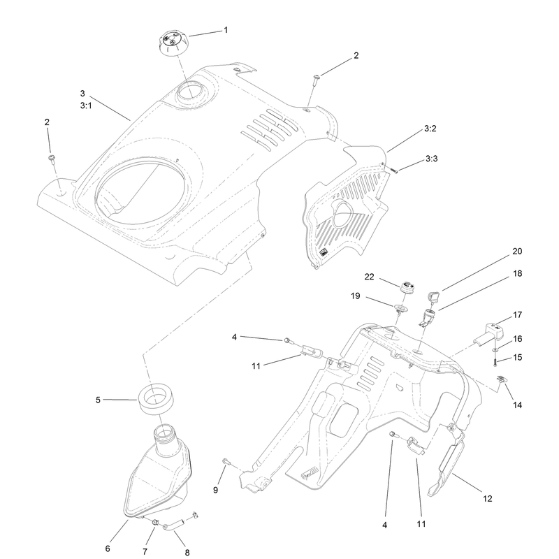 Shroud and Fuel Tank Assembly