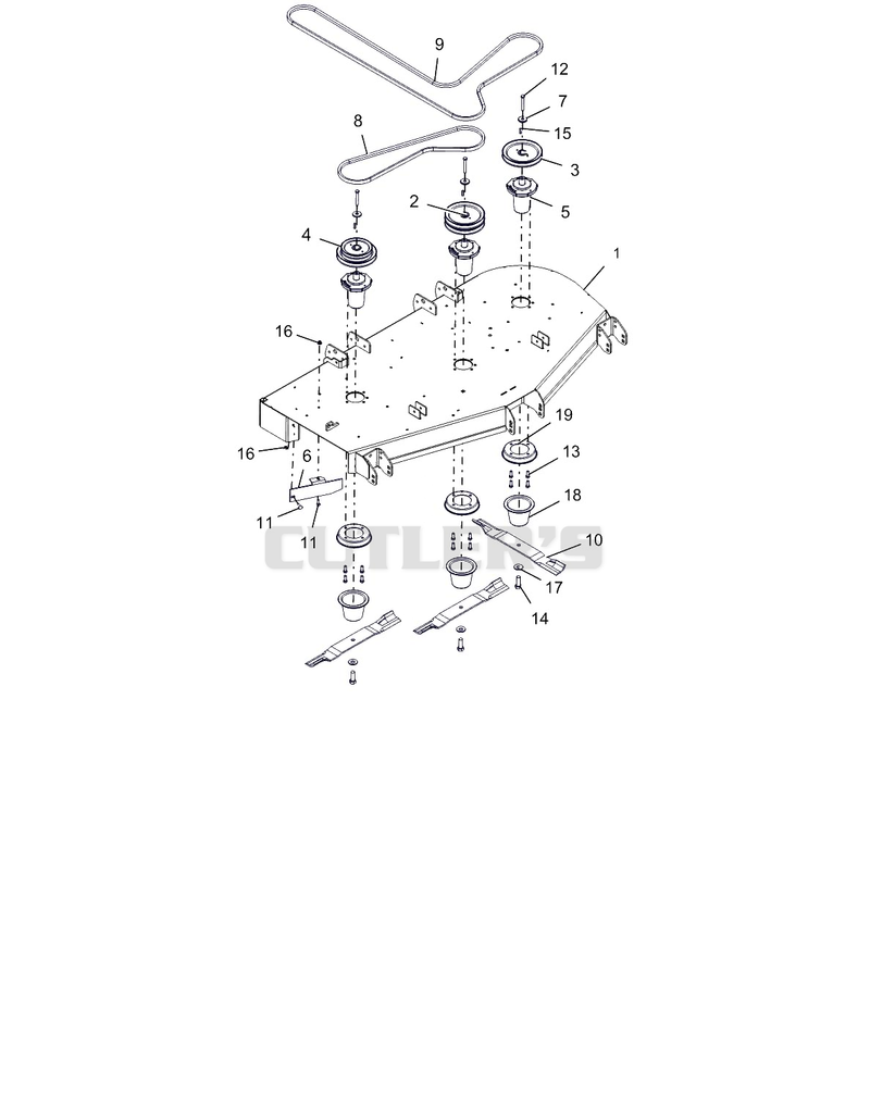 Deck, Belts, Baffle, Blades And Spindles - 60"