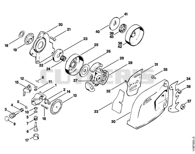 Oil pump, Clutch, Chain sprocket cover