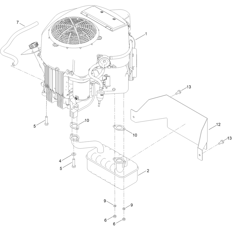 Engine and Muffler Assembly