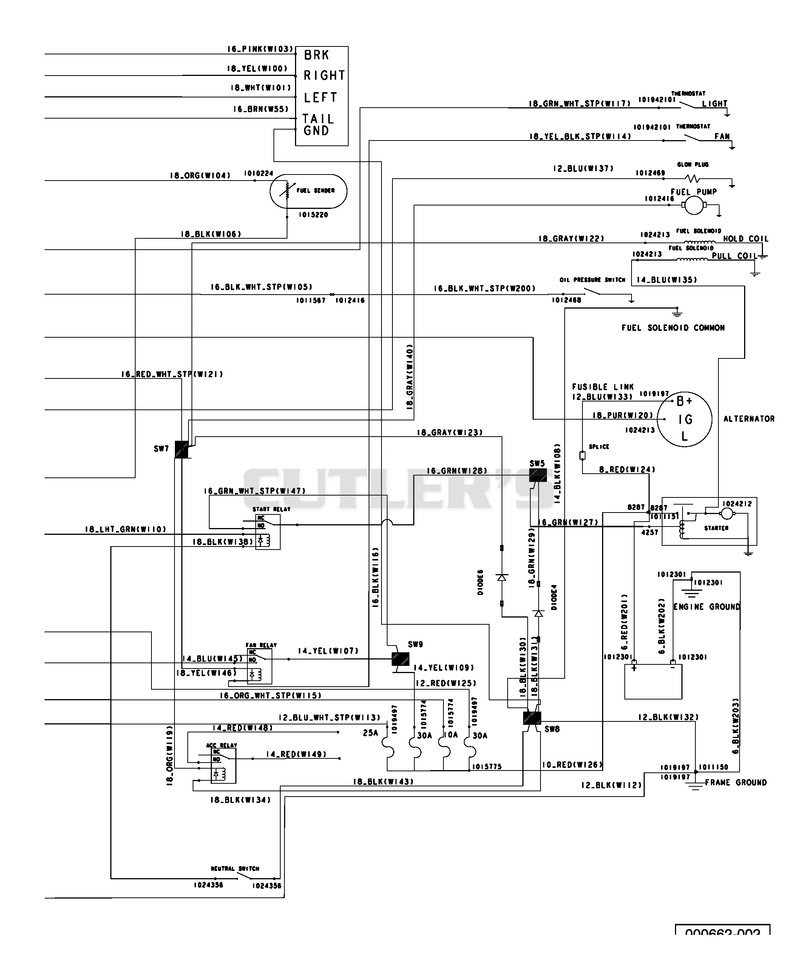 Wiring - Diesel Vehicle, Single Piece