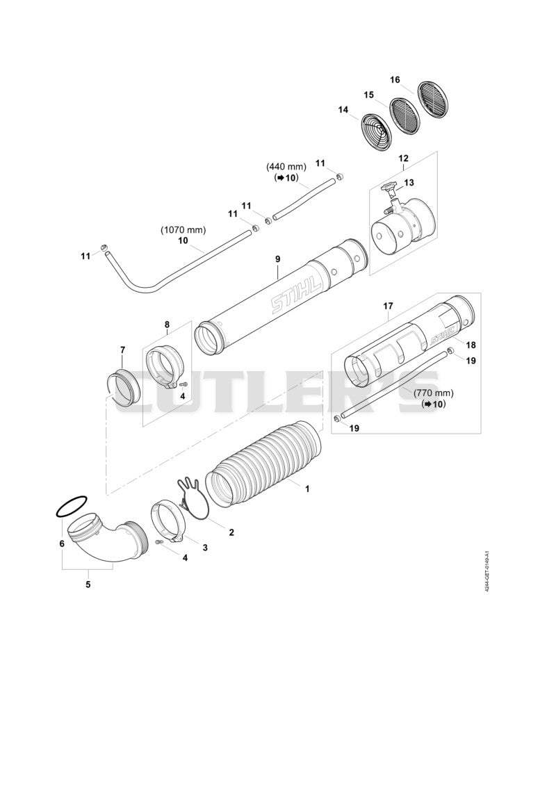 Pleated hose, Blower tube