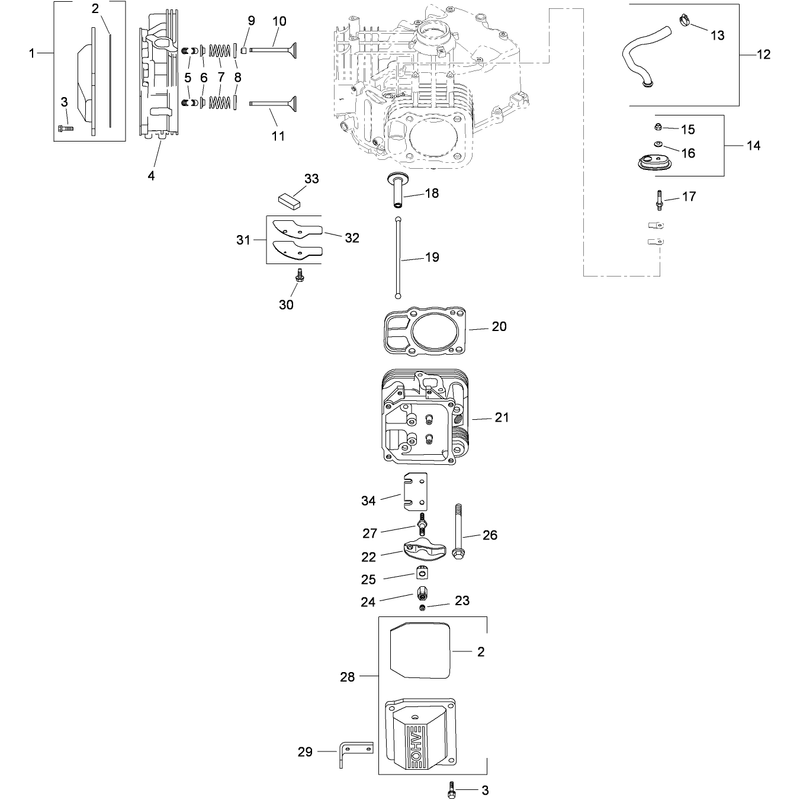 Head, Valve and Breather Assembly  Kohler SV820-0012