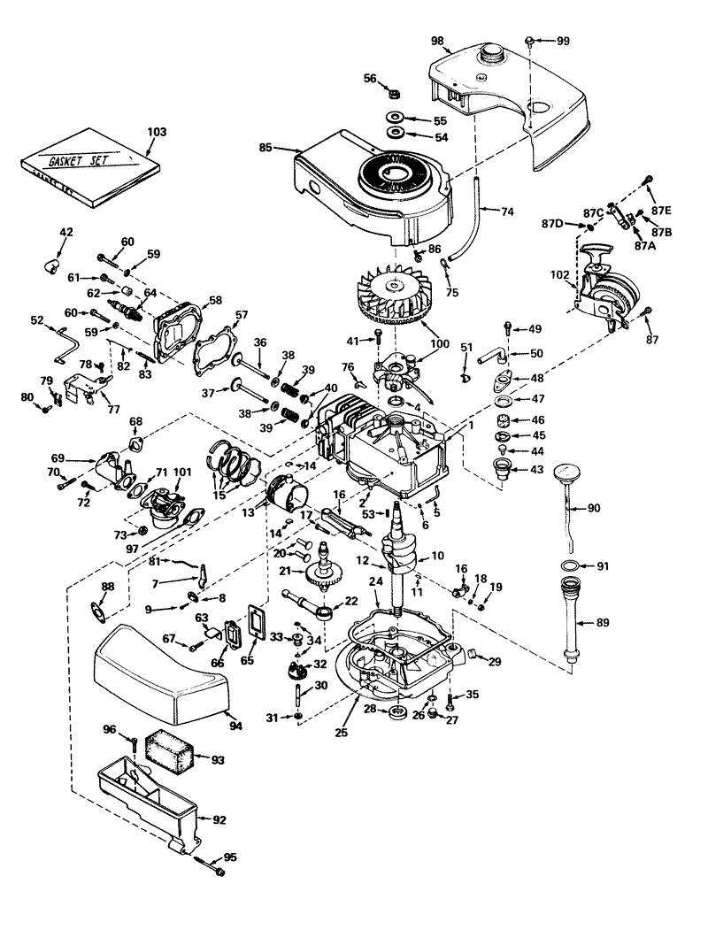 Engine Tecumseh Model Tnt100 10043