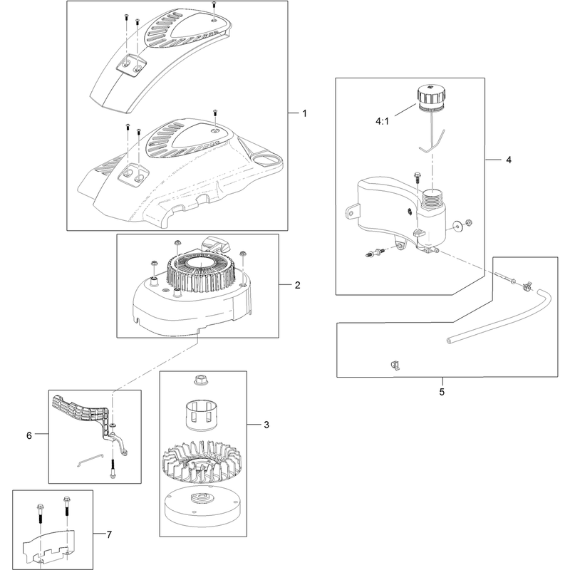 Shroud Flywheel and Fuel Tank Assembly Engine Assembly No 120-4411