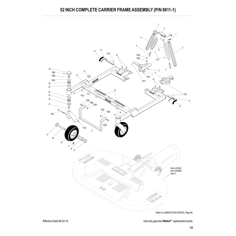 52 INCH COMPLETE CARRIER FRAME ASSEMBLY (P/N 8811-1)