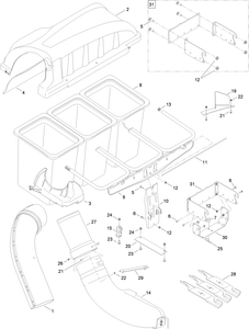 Toro 19A40002000 50 in. Triple Bagger Attachment Parts Diagram