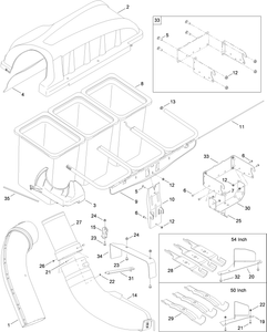 Toro 19A40002OEM 50 in./54 in. Triple Bagger Attachment Parts Diagram