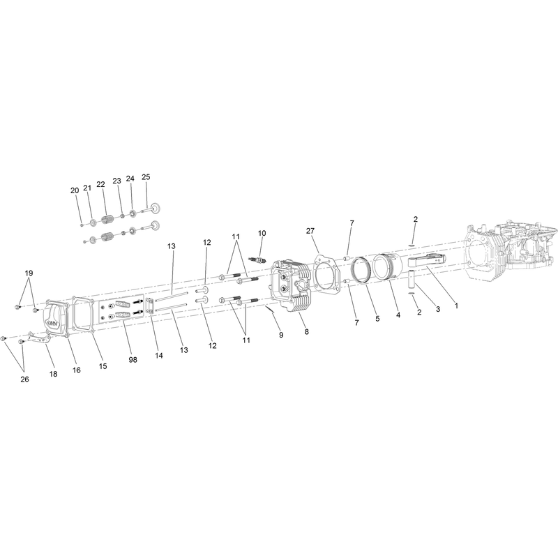 Piston and Cylinder Head Assembly  Engine Assembly No. 127-9358