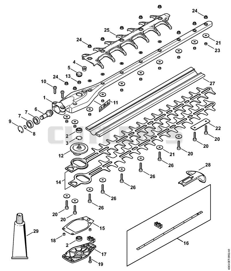 Gear head 0° 500 mm