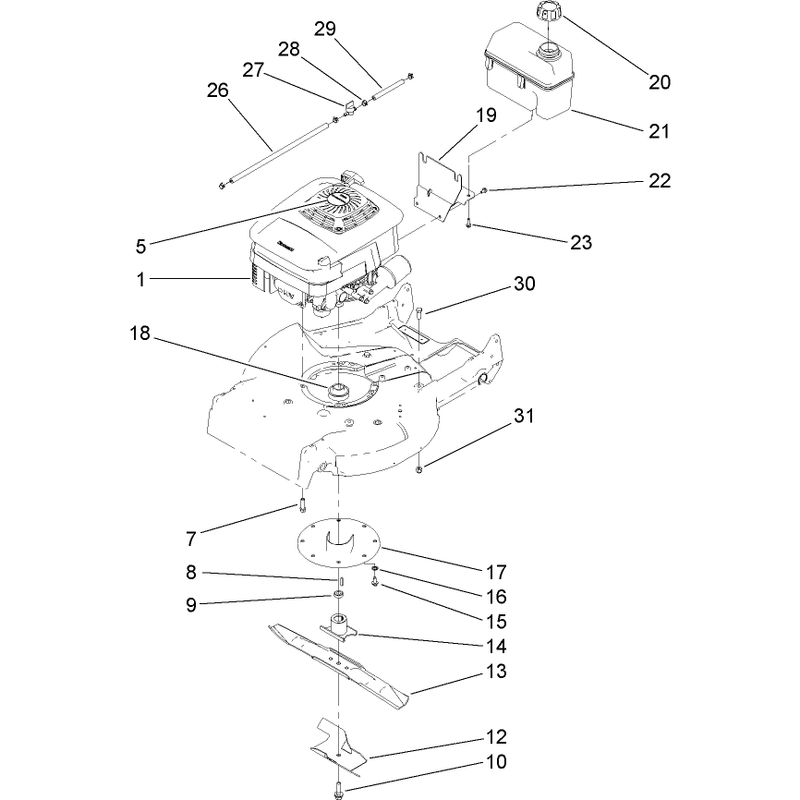 Engine Fuel Tank and Blade Assembly