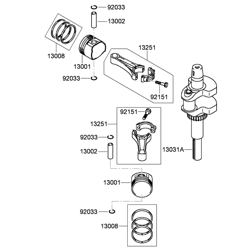 Piston and Crankshaft Assembly  Kawasaki FH541V-ES24