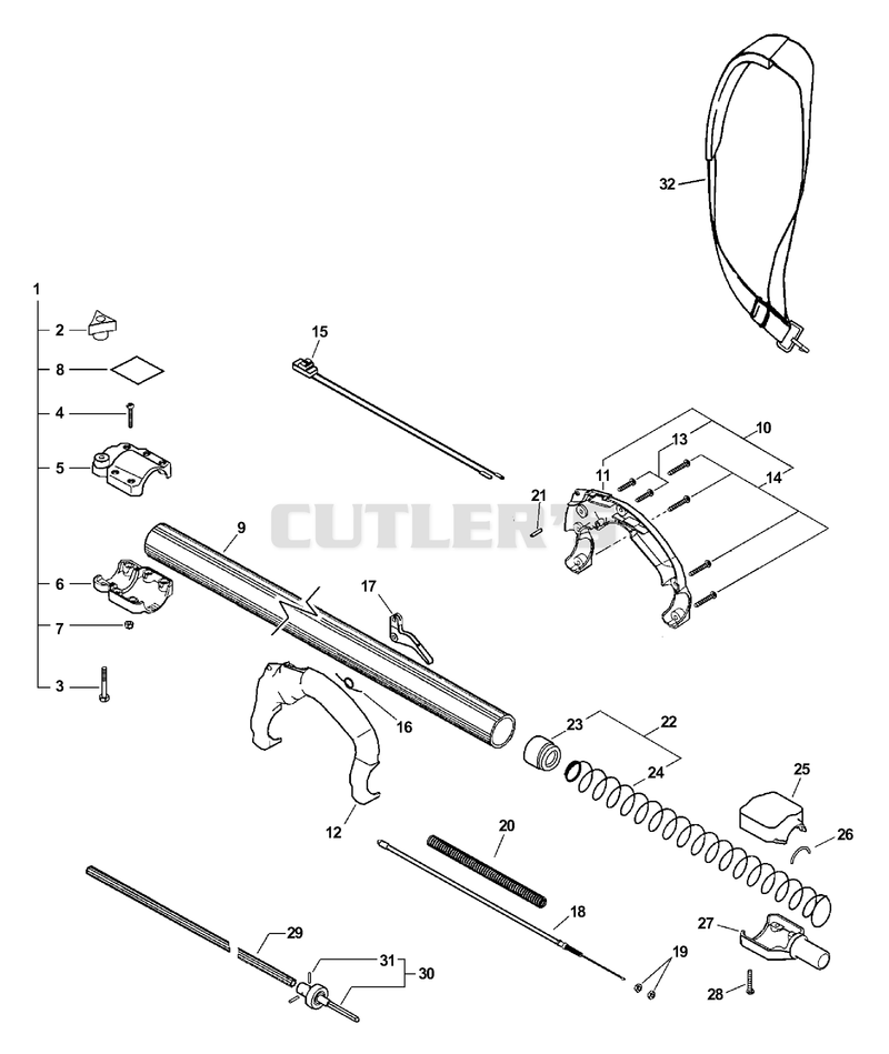 Handle, Ignition Switch, Throttle Cable, Driveshaft S/N: 001001 - 503549