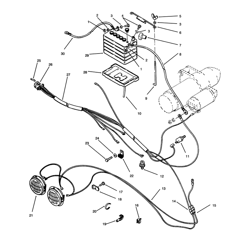 Battery and Headlights Assembly