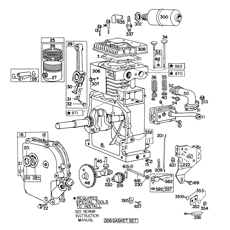 Engine Model No. 190502 Type 0989-01 (8 H.p. Snowthrower Model 3briggs & Stratton