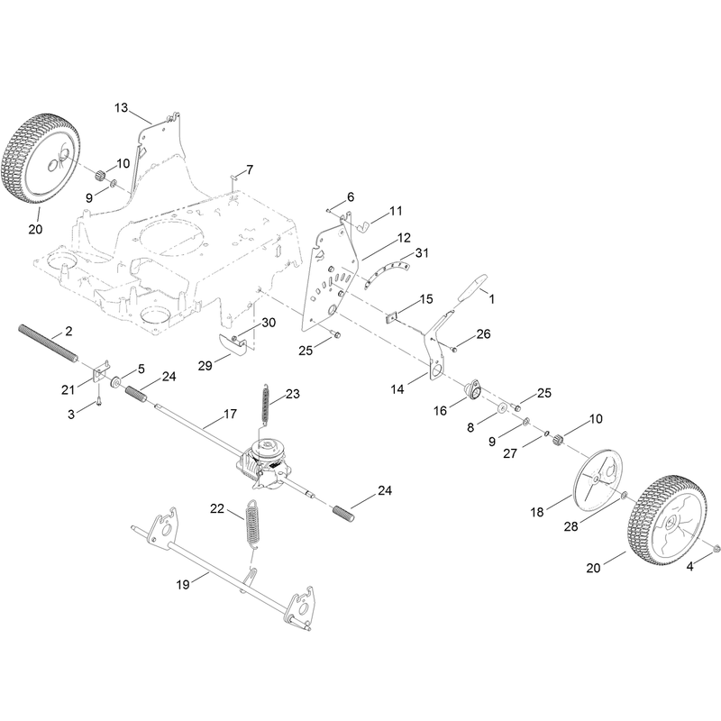 Transmission Rear Wheel and Height of Cut Assembly