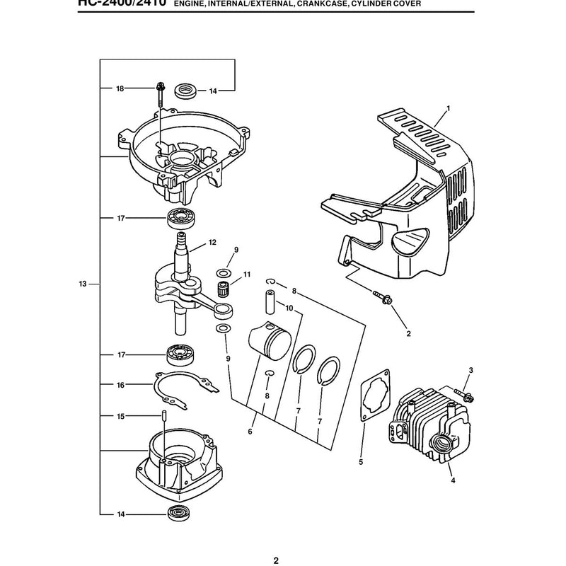ENGINE, INTERNAL/EXTERNAL, CRANKCASE, CYLINDER COVER