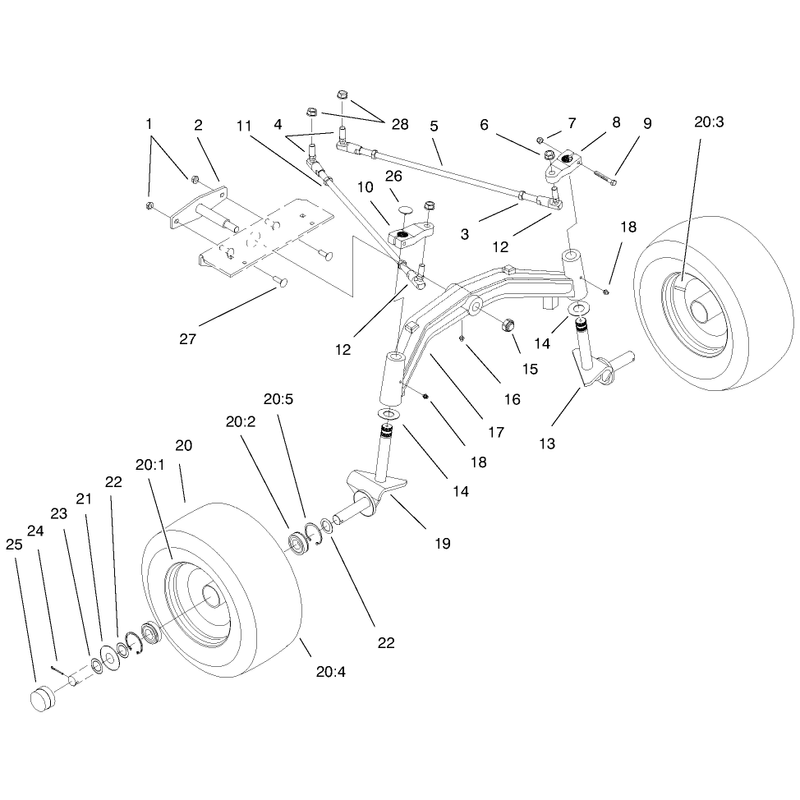 Tie Rods Spindle and Front Axle Assembly