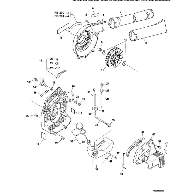 Fan Case, Blower Pipes, Switch, Fuel System