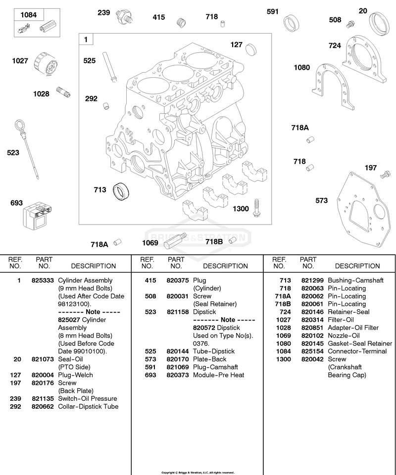 Cylinder, Oil Filter, Retainer Seal