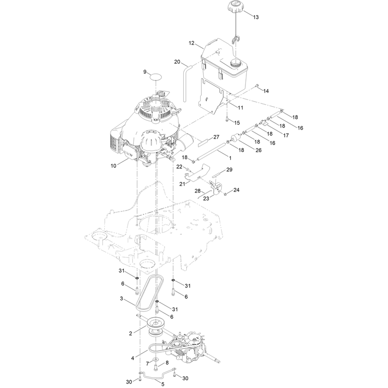 Engine and Fuel Tank Assembly
