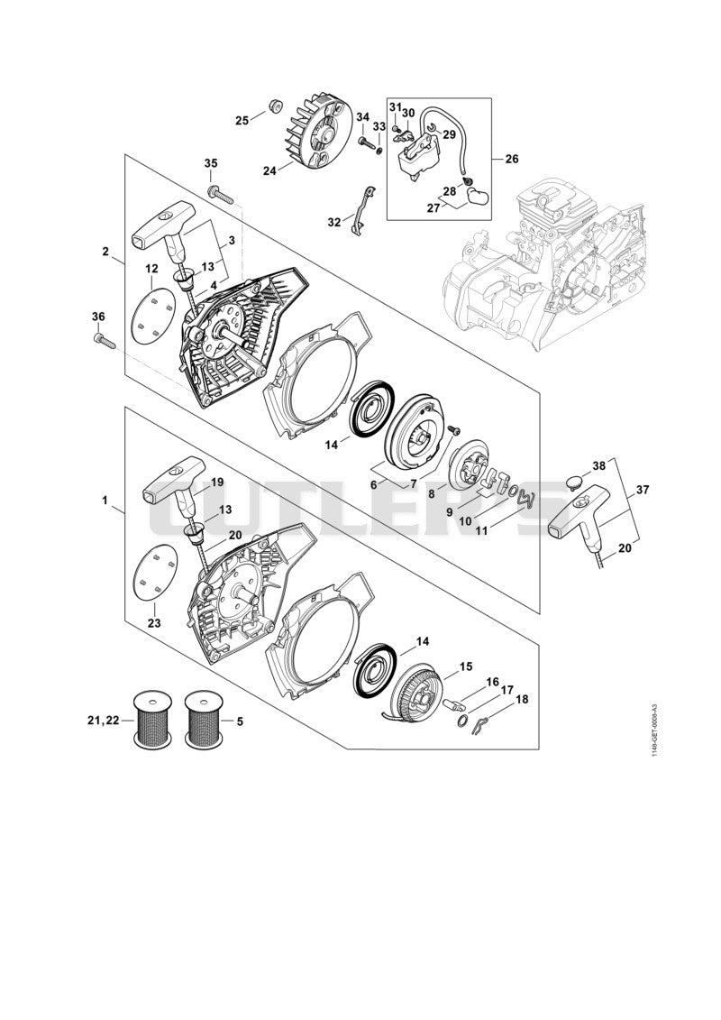 Rewind starter, Ignition system