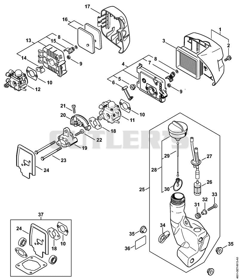 Air filter, Fuel tank