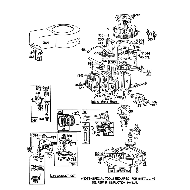 Engine Briggs and Stratton Model 92908-2052-01 Engine Briggs and Stratton Model 93508-0193-01