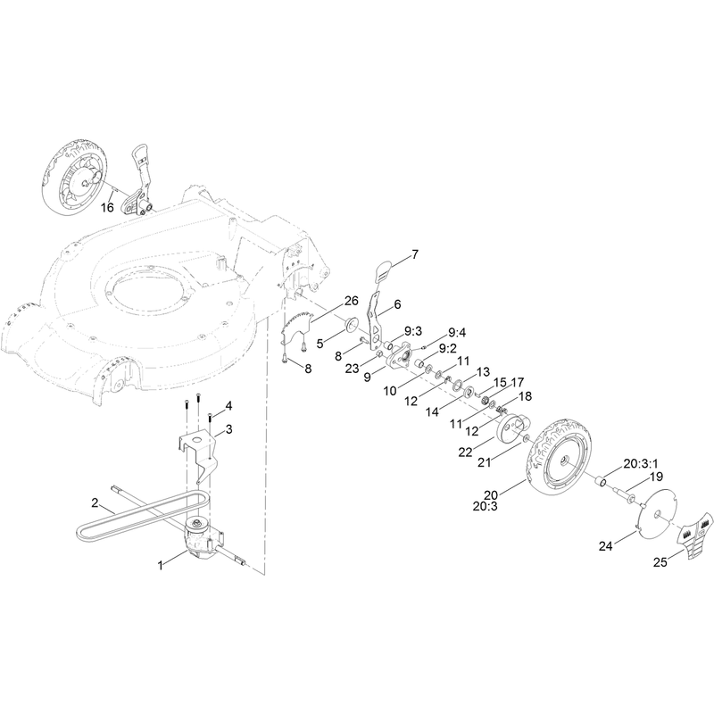 Rear Wheel and Height of Cut Assembly