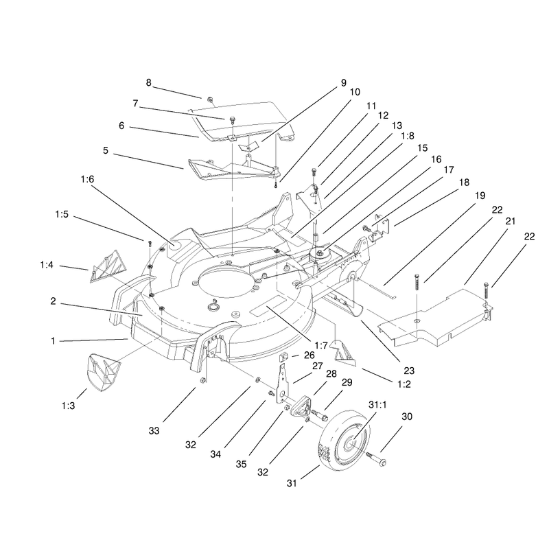 Housing Handle Brackets and Wheel Assembly