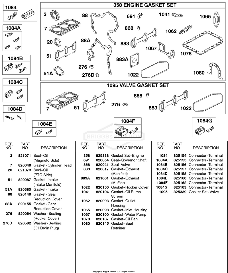 Engine Gasket Set, Valve Gasket Set, Connectors